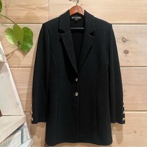 Vintage St John Basics Black Long Formal Button Front Jacket 10
